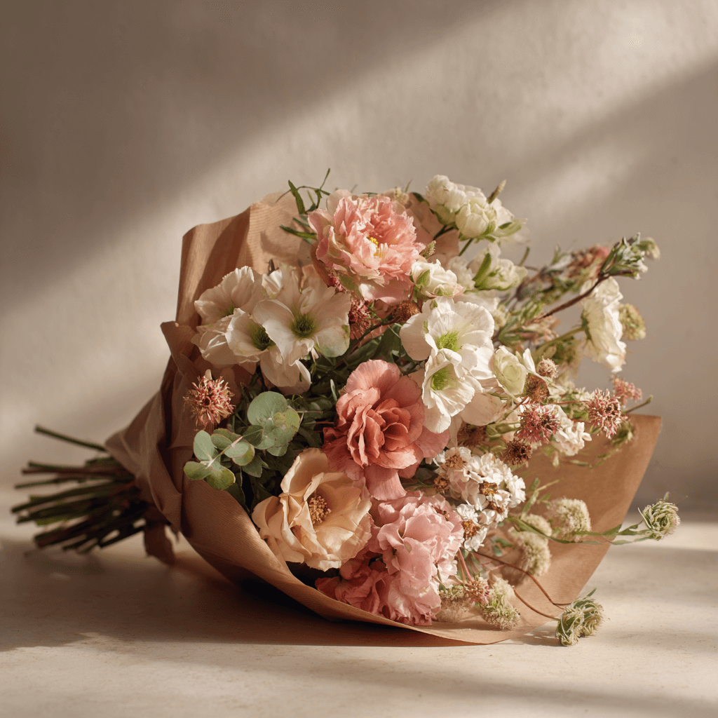 Kraft bouquet with premium floral arrangement